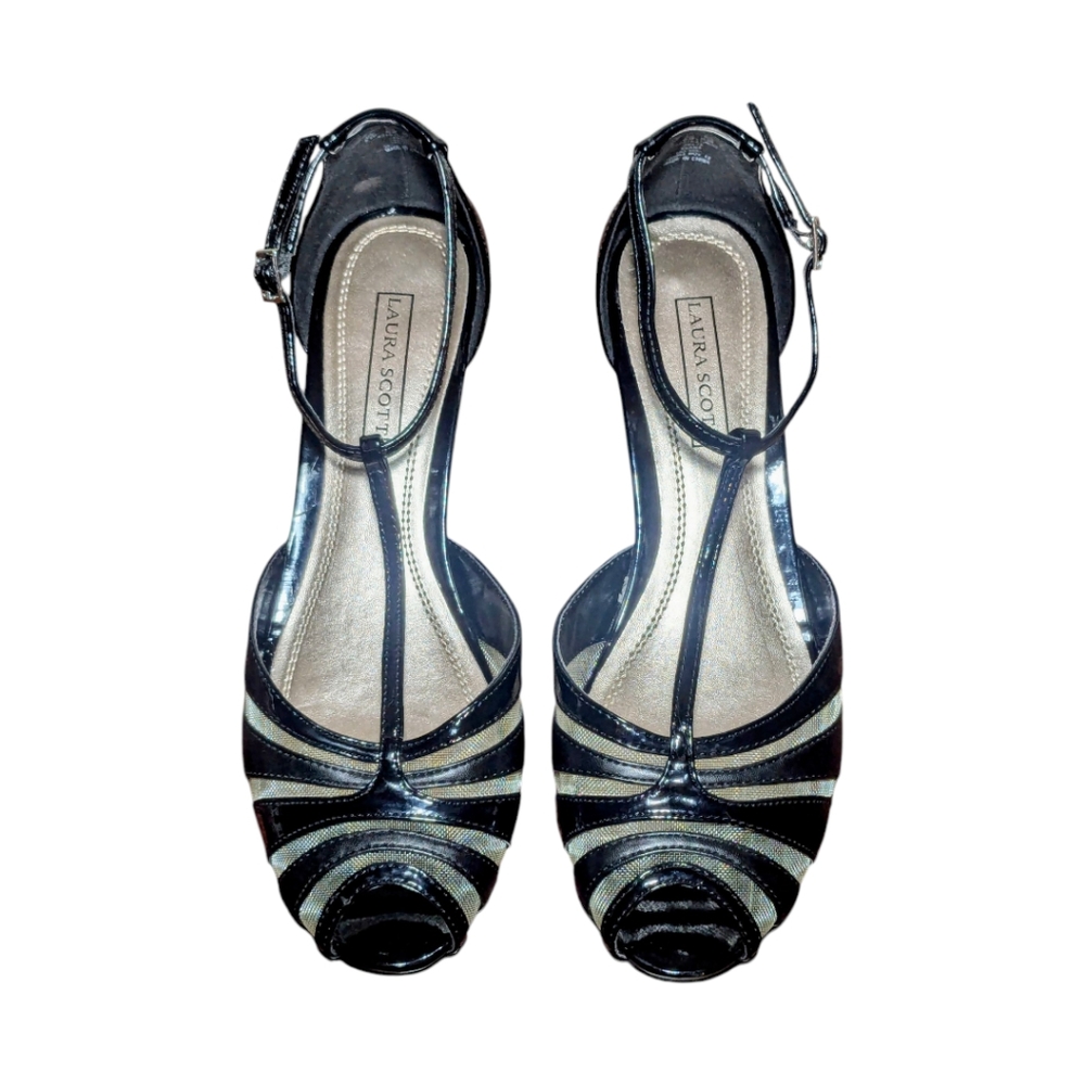 Laura Scott Women's Strappy Low Heels Black Size 8.5 - Picture 8 of 8